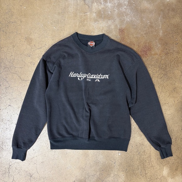 Vintage Harley-Davidson USA Embroidered Spellout Black Crewneck Sweater M - Picture 10 of 10